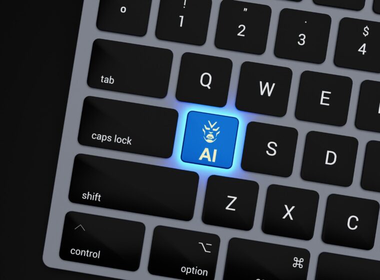a-close-up-of-a-keyboard-with-a-blue-button