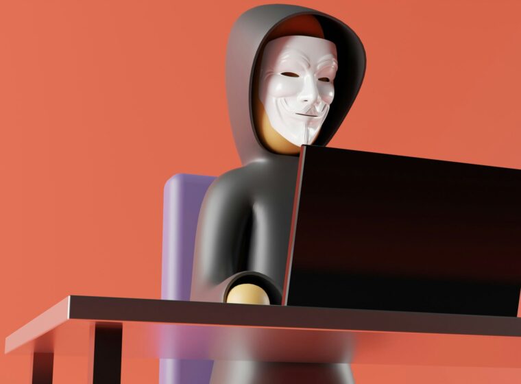 hacker typing on a laptop lego style